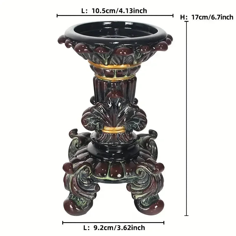 Resin Crafts Hand-painted Fashion Candle Holder Artistic Decor Gold Accent Ornate Pattern Detail Indoor Dining Space