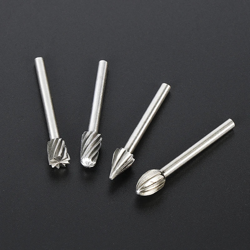 10-Piece HSS Rotary Burr Set - Professional Mill Cutter Router Bits for Woodworking & Metalworking