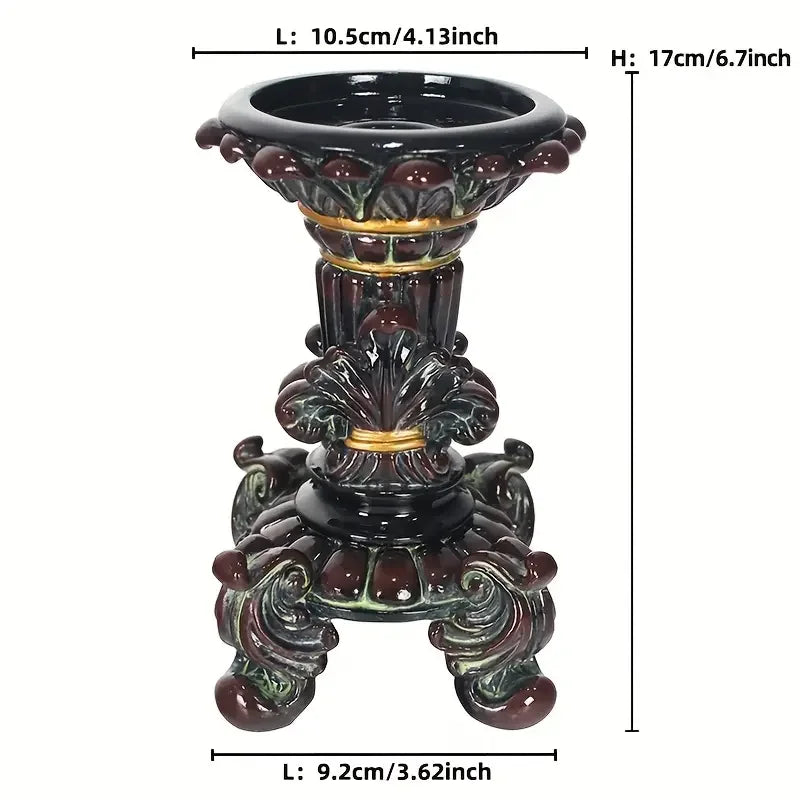 US in - Stock Resin Classical Square Candle Holders - Exquisite Home Decor Ornaments
