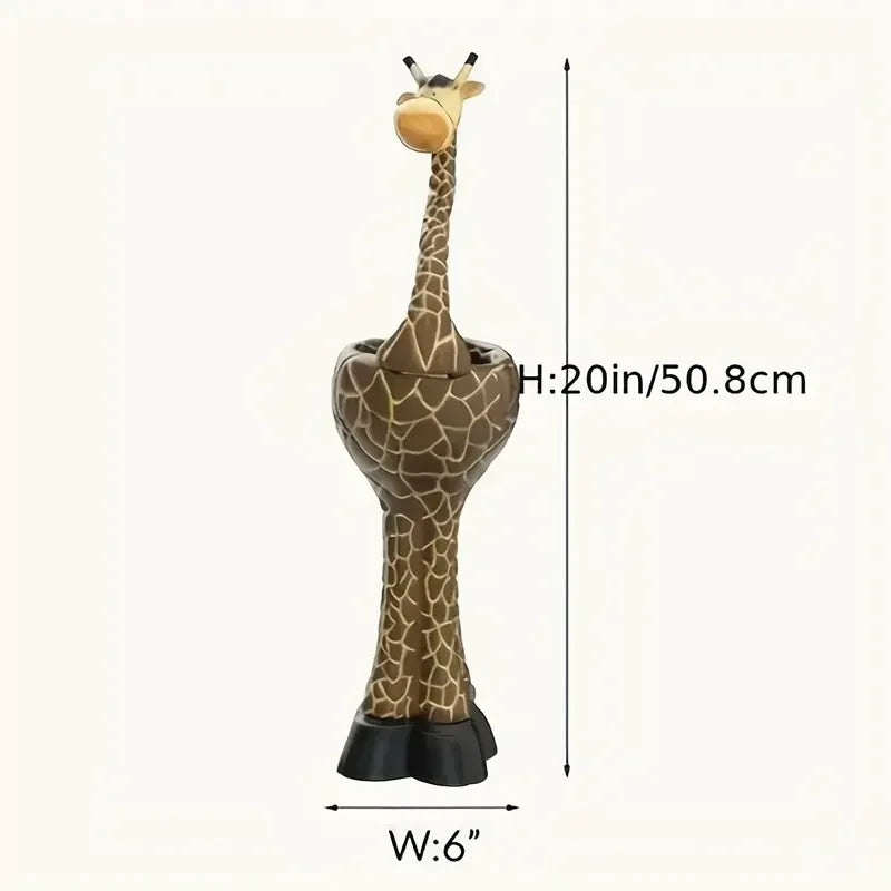 Cute Giraffe Shaped Resin Flower Vase White Flowers Nordic Style Hand-painted Animal Planter Christmas Home Decor for Desktop