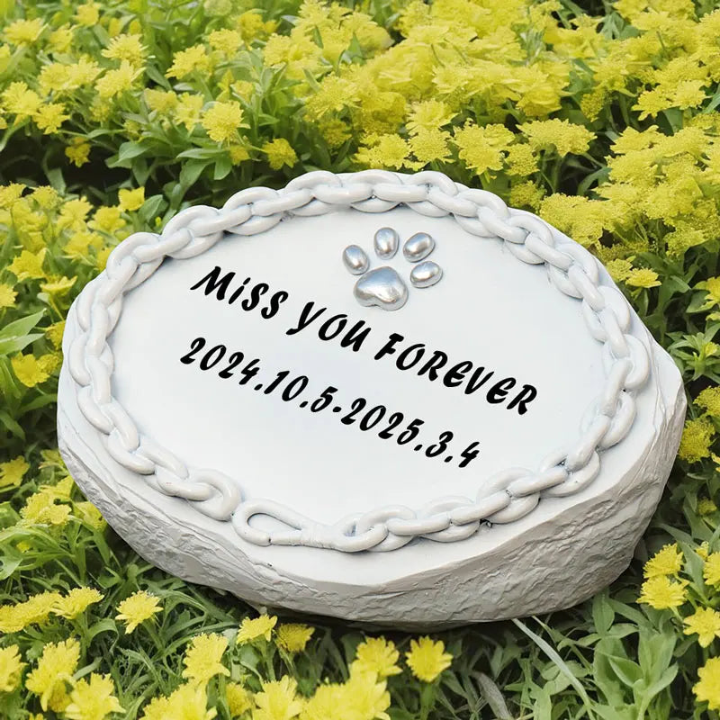 Customizable Cute Rainbow Paw Print Stone Decor - Halloween Home Decor & Indoor/Outdoor Decor Resin Craft Ornament