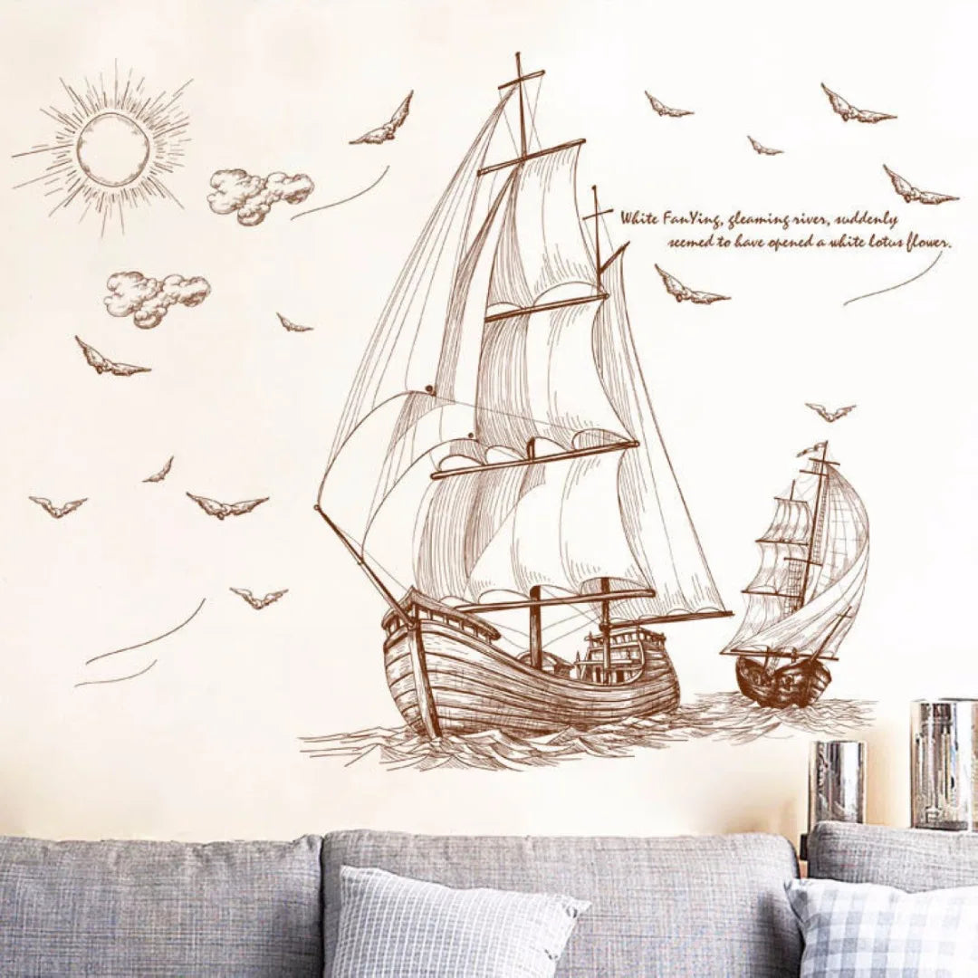 JX-LCLYL Removable Pirate Ship Sailing Wall Sticker Vinyl PVC Decal DIY Art Home Decor