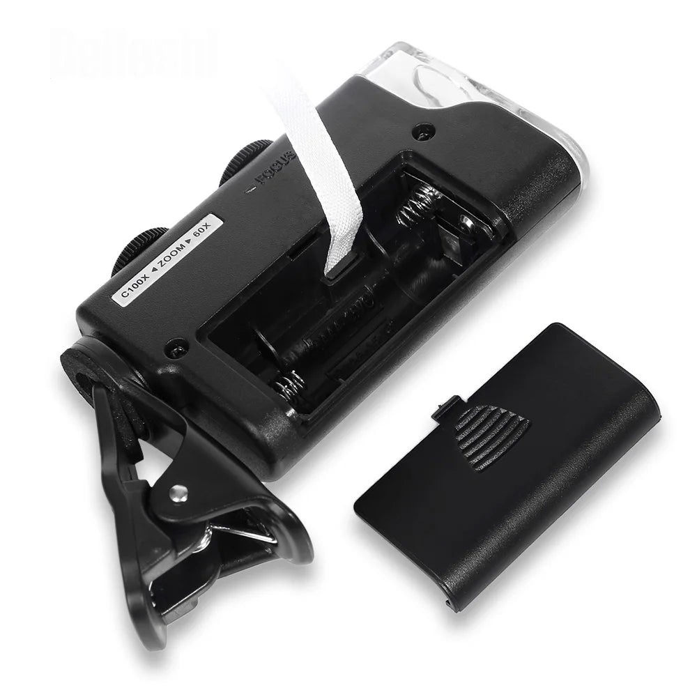 Premium 60-100X Phone Microscope - LED Magnifier Lens with Universal Clip