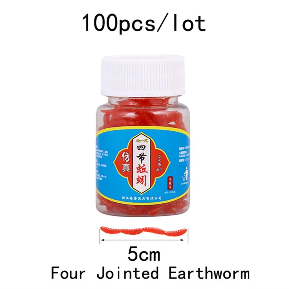 Premium Soft Fishing Lures - 100-Piece Realistic Earthworm Bait Set