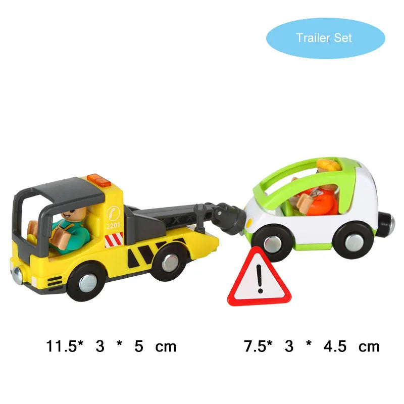New Fire Truck Magnetic Train Car Ambulance Police Car Fire Truck Compatible Brio Wood Train Track Children's Toys