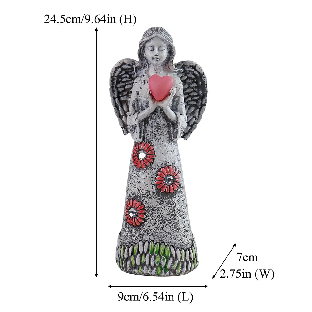 Solar-Powered Flower Angel Statue with Heart - Outdoor Garden & Home Decor, Perfect Halloween Gift