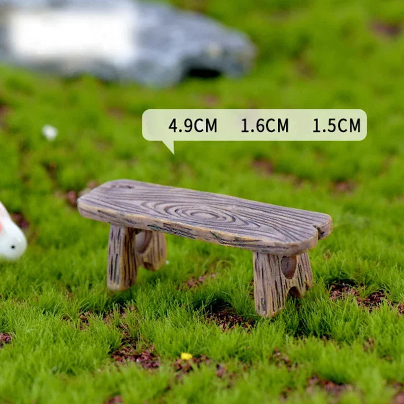 Mini Wooden Park Bench Succulent Bonsai Decoration Romantic Resin Love Bench Small Decoration