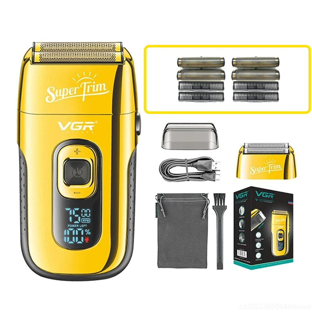 VGR Shaver Electric Razor Professional Beard Trimmer Reciprocating Shaving Machine Razors Digital Display Shaver for Men V-332