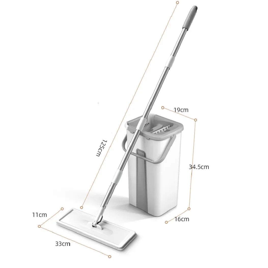 Professional Mop and Bucket Set - Self-Wringing Wet & Dry Cleaning System