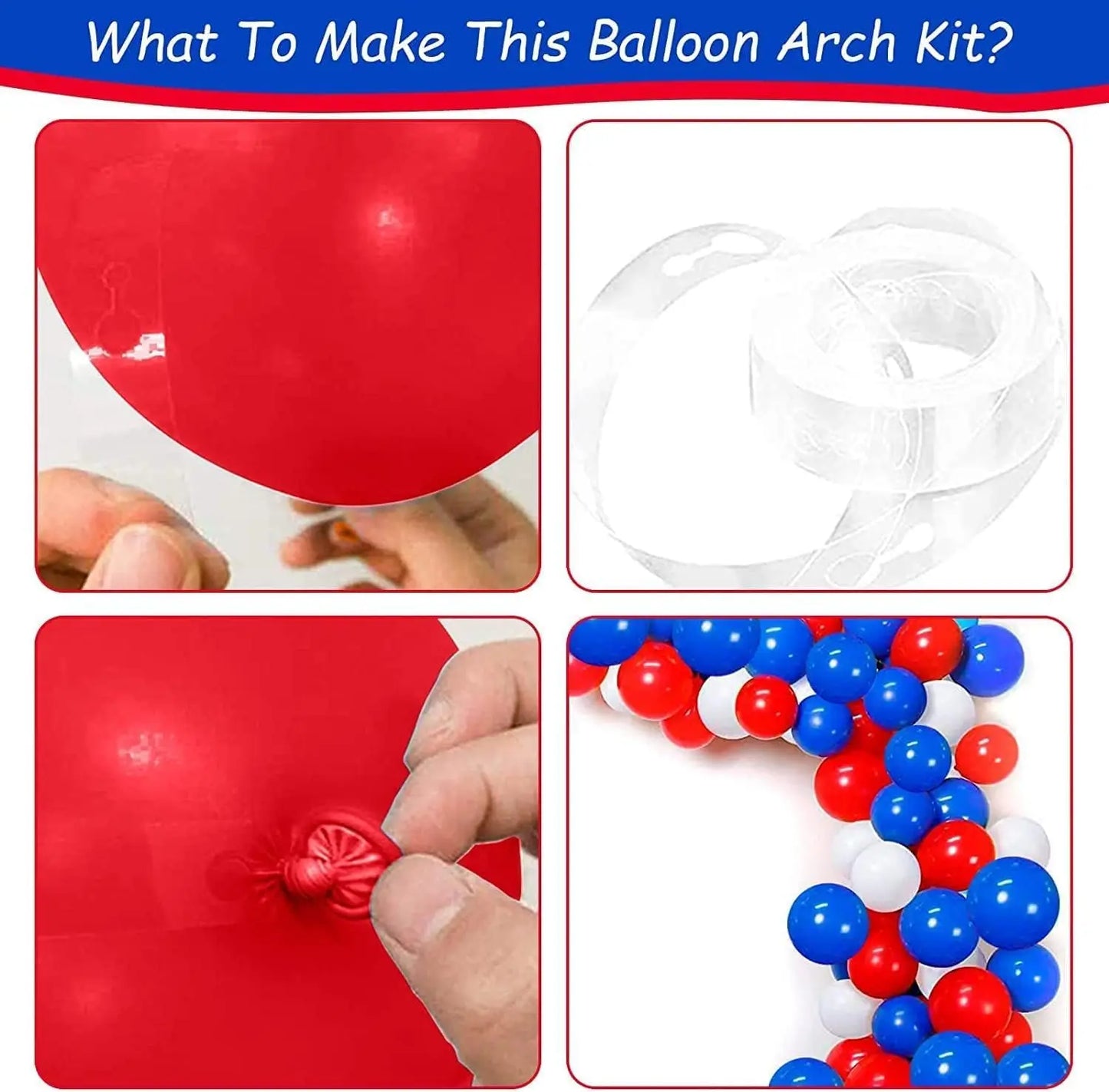 Red, White, and Blue Balloon Arch Set, 117 Pieces, Blue, Red, and White Balloons, White Cloud Airplane Foil Balloon Arch Kit, with Pearl Blue and Red Blue Sequin Latex Balloons, Suitable for Blue Sky and White Clouds Theme Bi