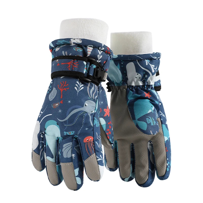 Cute Children's Ski Gloves, Waterproof, Touchscreen Compatible, Winter Children's Outdoor Gloves, Windproof And Warm