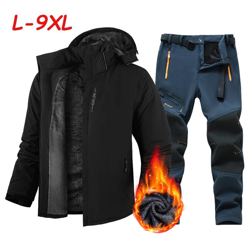 Ski Suit Men Winter Warm Waterproof Outdoor Sports Snow Jackets and Camping Pants Hot Ski Equipment Snowboard Parkas Jacket