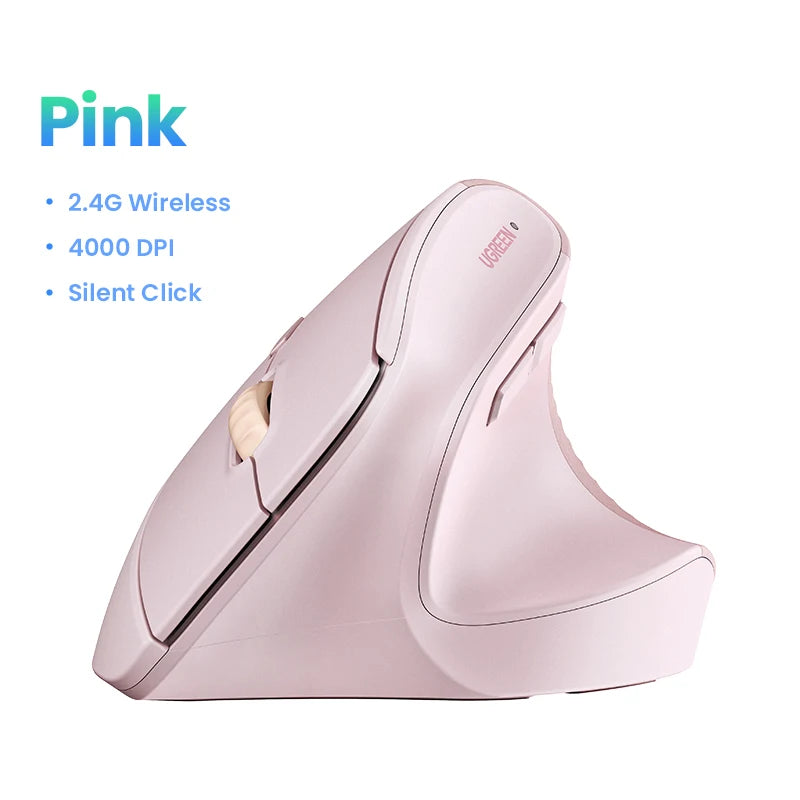 UGREEN Bluetooth 2.4G Vertical Wireless Mouse Ergonomic 4000DPI 6 Mute Buttons for MacBook Tablet Laptops