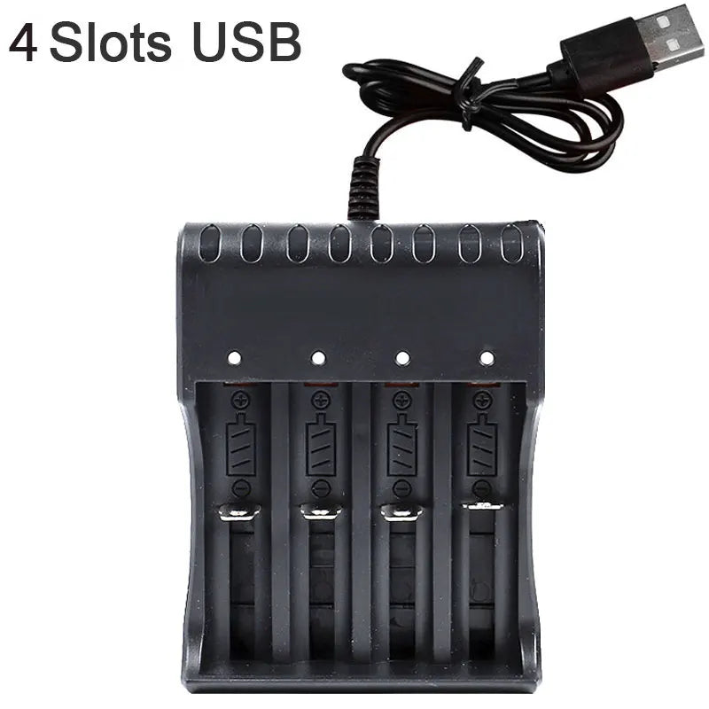 18650 Lithium Battery Charger - 1/2/4 Slot USB Charging Station for 3.7V Rechargeable Batteries