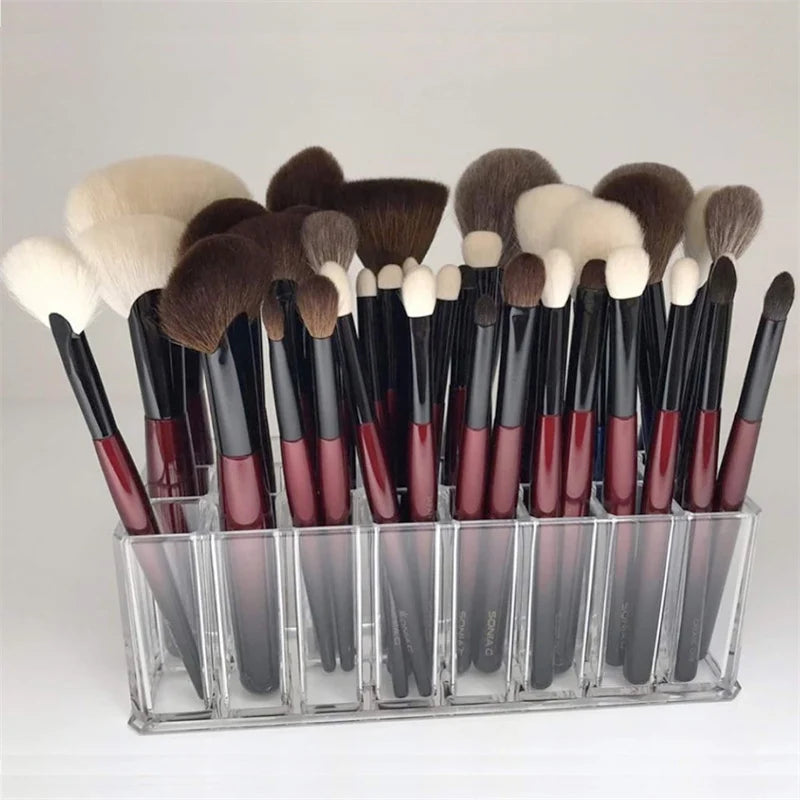 Premium 24-Slot Acrylic Makeup Brush Organizer & Lipstick Display