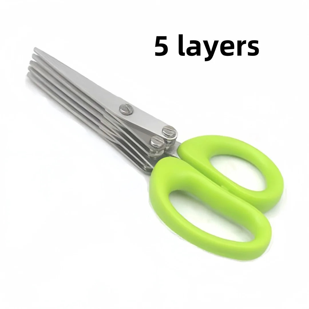 Sharp Muti Layers Stainless Steel Knives Kitchen Scissors Scallion Cutter Herb Laver Spices Onion Cook Cut Scissor Seed Removal
