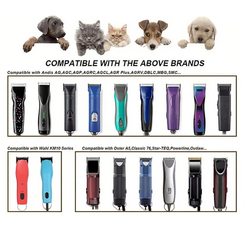 10# Detachable Dog Pet Cat A5 Clipper Blade Compatible With Most Andis, Oster, Wahl KM 10 Clippers,Ceramic & Carbon Steel Blade