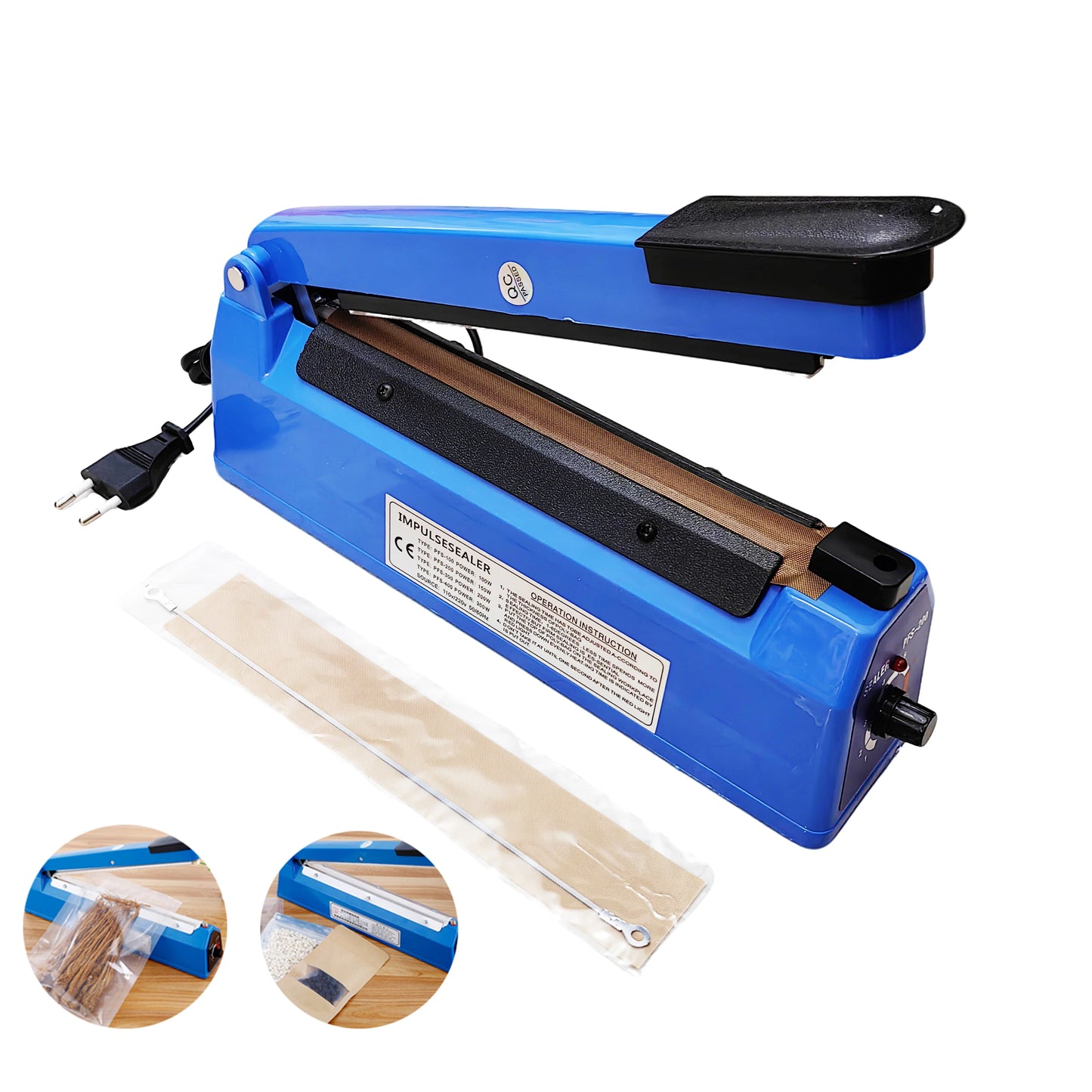 F300 30cm Manual Impulse Sealer Heat Plastic Bag Sealing Machine 300mm Manual Heat Seal Machine Household Pouch Aluminum