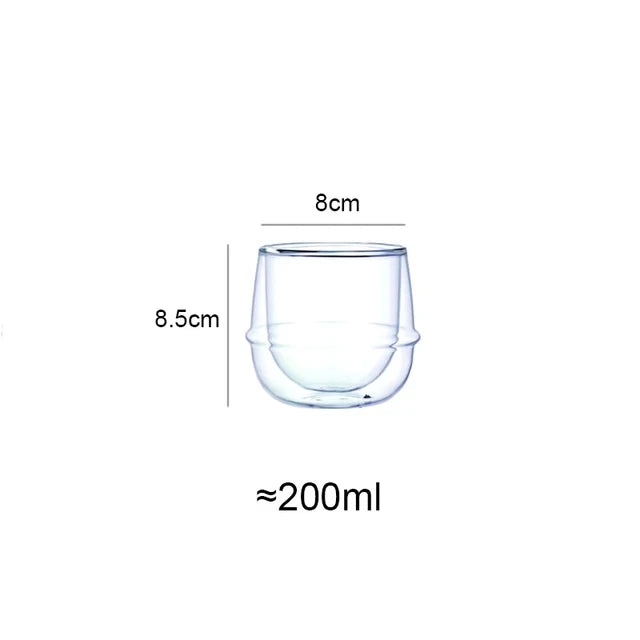 200/350ml Saturn Shape Double Wall Cup Heat Resistant Glass Espresso Coffee Cup Breakfast Milk Yogurt Oatmeal Dessert Cup