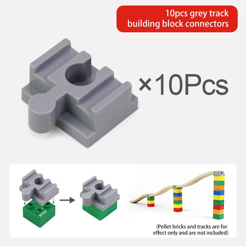 NEW Wooden Track Connector Set Building Block Connection Adapters Train Track Railway Rail Toy DIY For Kids Birthday Xmas Gifts