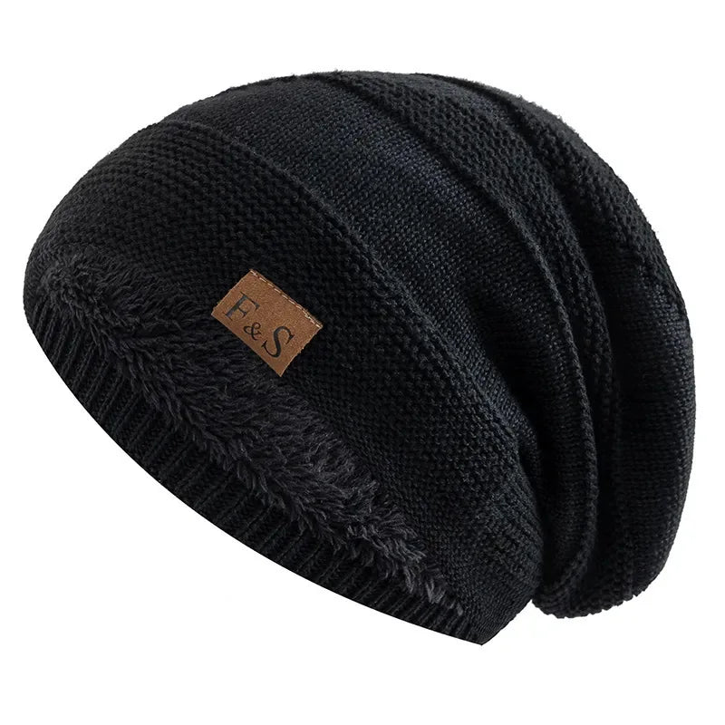 Winter Beanie Soft Slouchy Knit Hat Skull Cap Warm windproof Cuffed Silk Hat Lining Beanie Casual Men Women Hiking Running Hat