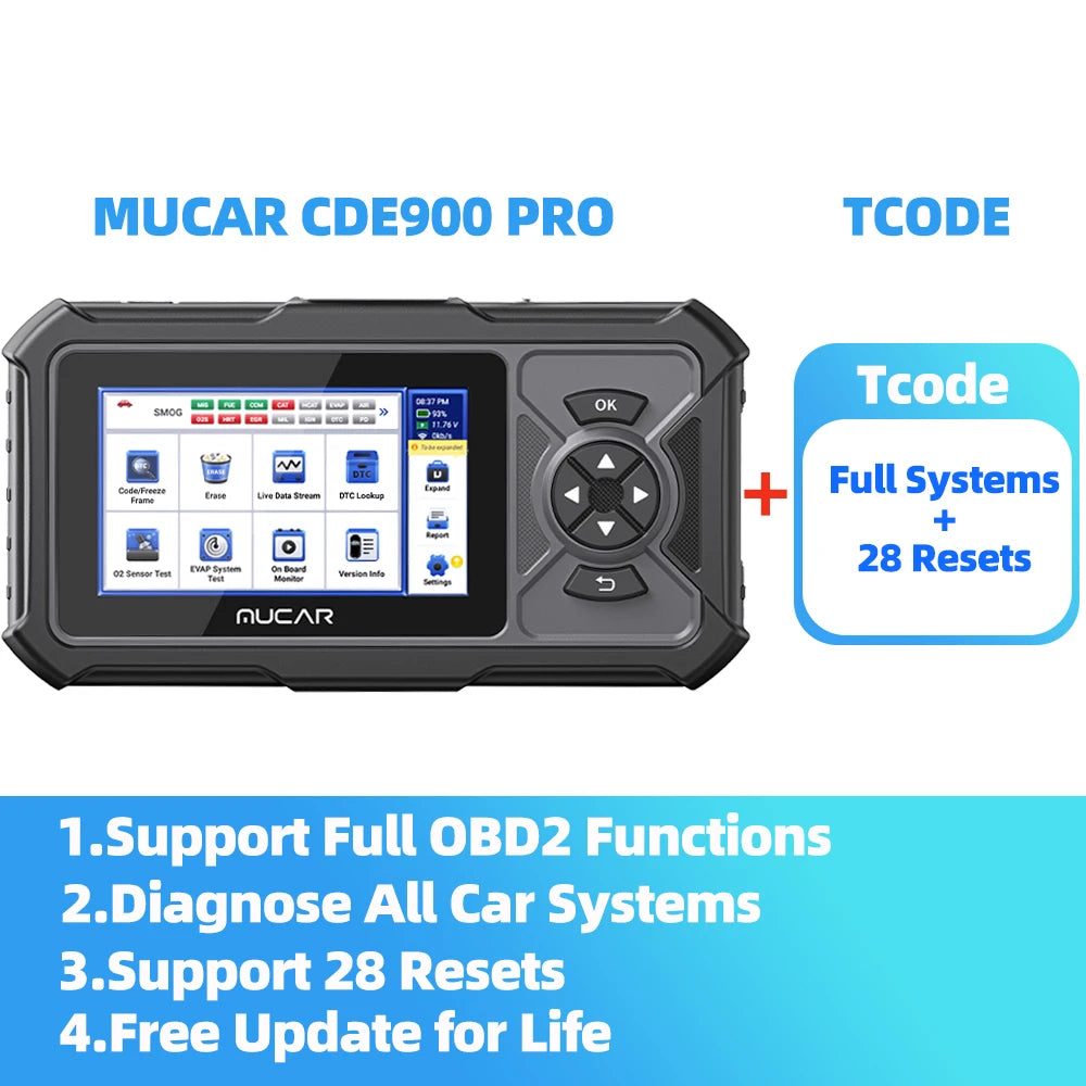 MUCAR CDE900 PRO OBD2 Scanner - Professional Automotive Diagnostic Tool with 32GB Storage