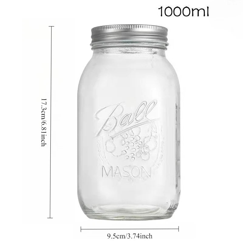 Mason Jars with Lids, Wide Mouth Glass Jars for Canning, Centerpieces, Pickling, Storage, Food Meal Prep, Salad, Jam