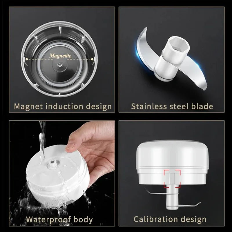 Mini Wireless Electric Garlic Crusher Ginger Chili Vegetable Masher Machine Kitchen100ml/250ml Portable Chopper USB Charging