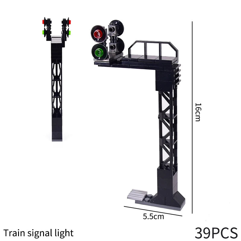 MOC City Train Building Block Train Track Corridor Elevating Rod Pedestrian Crossing Assembly Children's Toy Birthday Gift