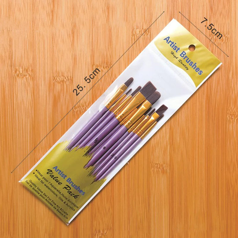 10pc Paint Brushe Set Nylon Painting Brush Short Rod Oil Acrylic Brush Watercolor Pen High Quality Professional Art Supplies