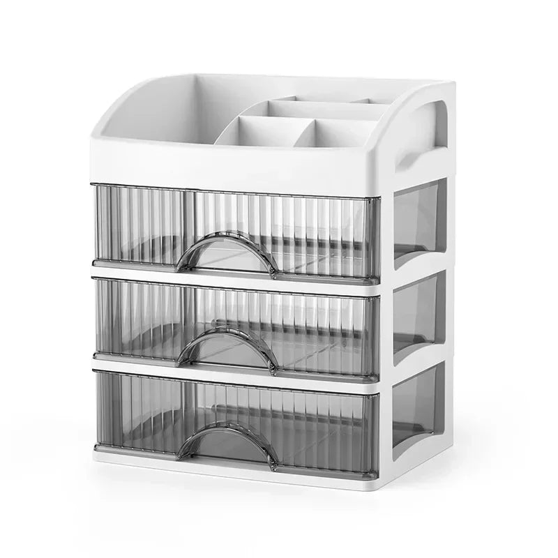 Multi-Layer Transparent Makeup Organizer with Drawer Storage
