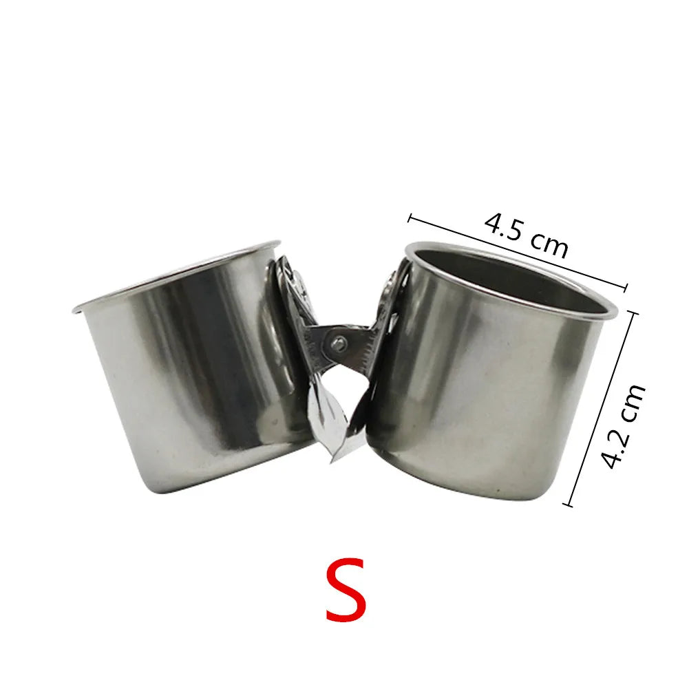 Pet Stainless Steel Bird Feeder Double Cup/Single Cup With Clip Parrot Feeder Round Birdhouse Food Drinking Water Feeding Bowl