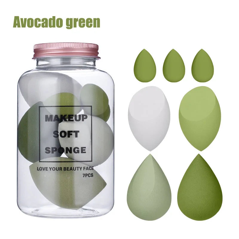 7Pcs/Set Makeup Sponge Set, Suitable for Liquid BB Cream Powder Application, Makeup Egg Dry Wet Dual-use Powder Puff