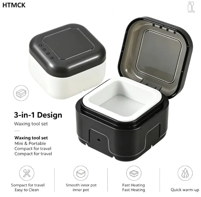 HTMCK Portable Mini Wax Heater for Hair Removal, Temperature Control, Type-C Powered, Plant-Based Wax, Full Body Use