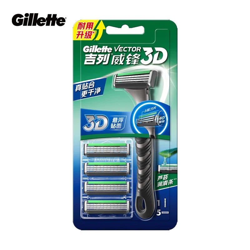 Gillette New Vector 3D Power Razor Floating Blades Shaving Beard Machine
