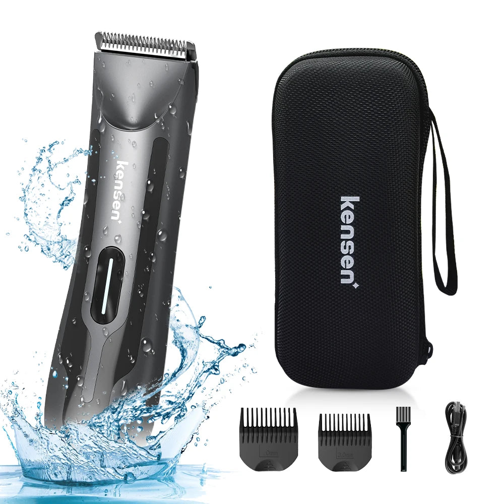 Kensen S10 Electric Body Hair Trimmer for Men Body Groomer Bikini Waterproof Hair Shaver Replaceable Ceramic Blade Head Clipper