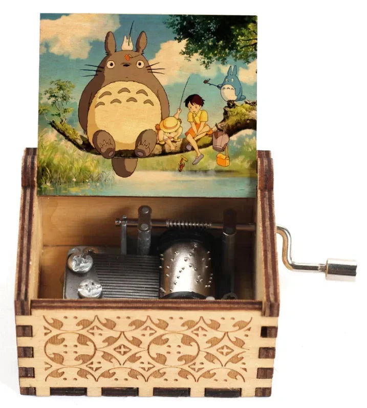 New Hot Wooden painted music box decoration, light luxury wooden hand cranked music box