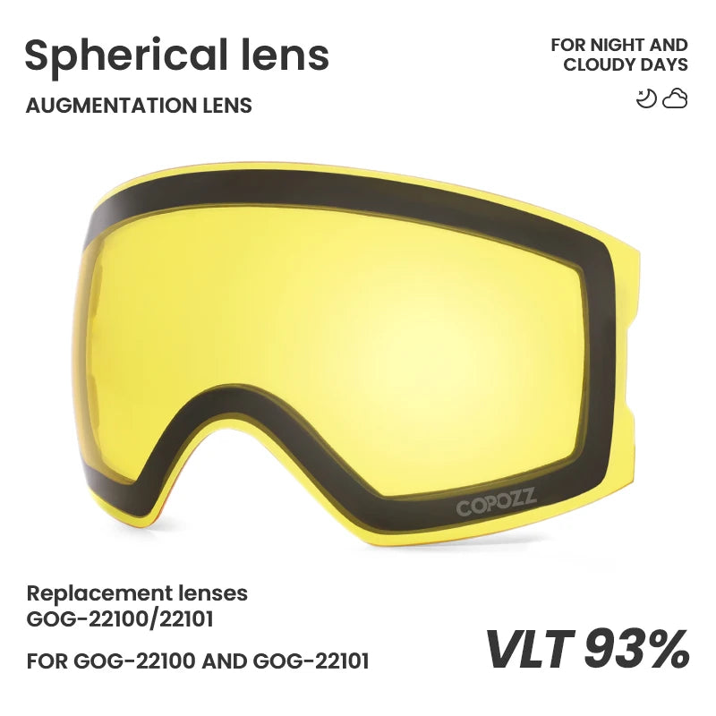 COPOZZ 22101 and 22100 Ski Goggles Magnetic Replacement Lenses Spherical lens and Cylindrical lens