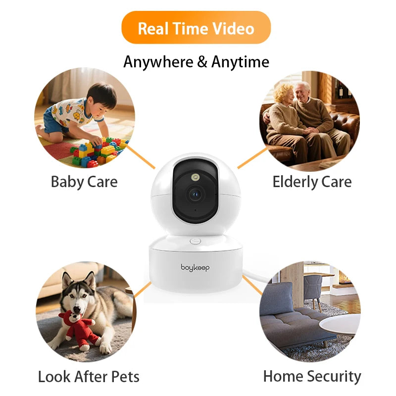 Boykeep 3PCS 3MP Pet Camera with Phone App,5G/2.4GHz WiFi Indoor Security Baby Camera,360° Pan & Tilt, 2-Way Audio, Night Vision