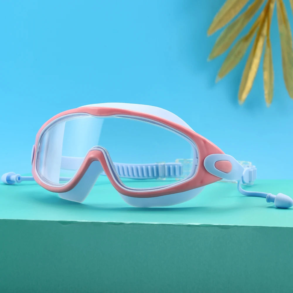 Premium Adult Swimming Goggles - Large Frame Anti-Fog with Earplugs