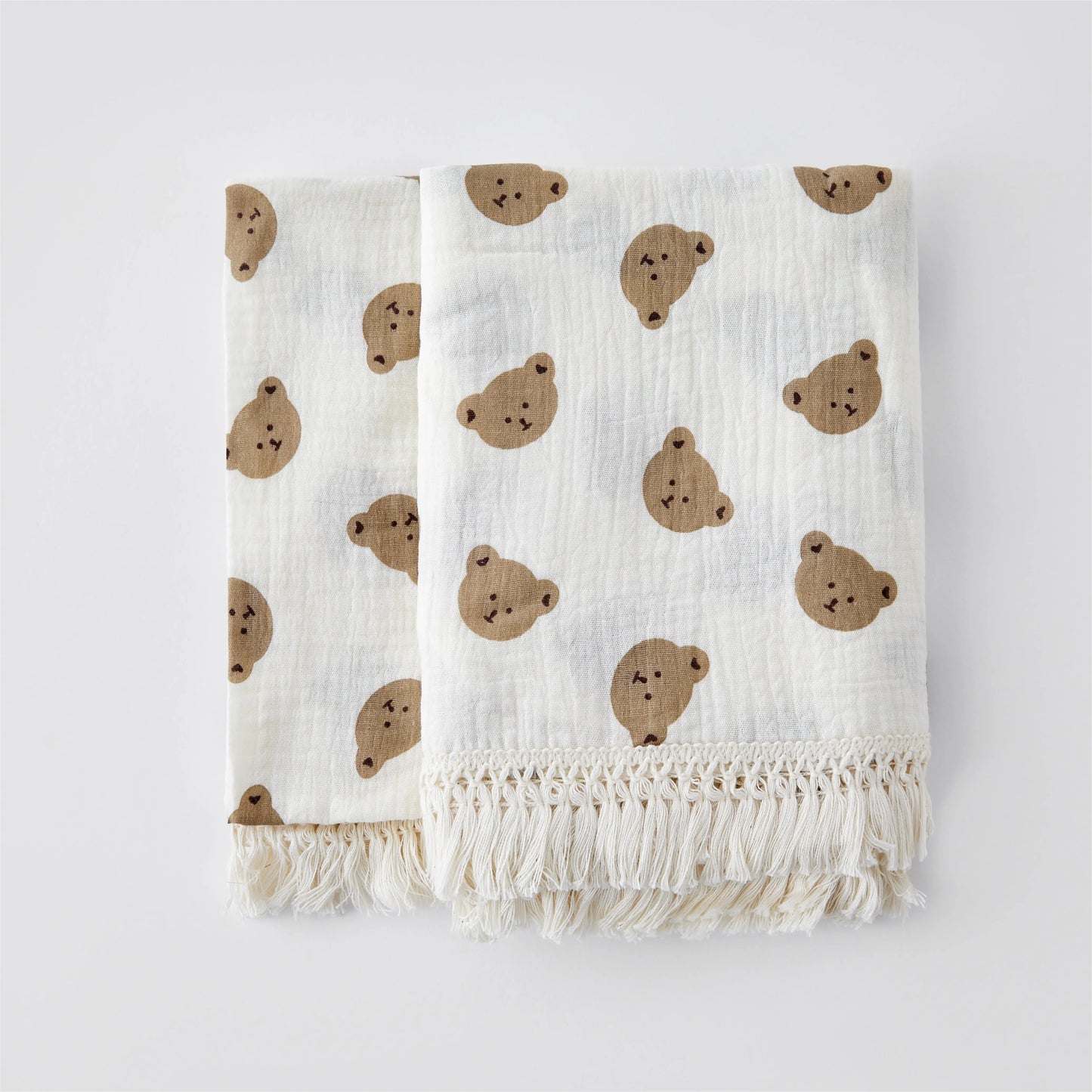 Premium Cotton Muslin Baby Blanket - Cute Bear Swaddle for Newborns