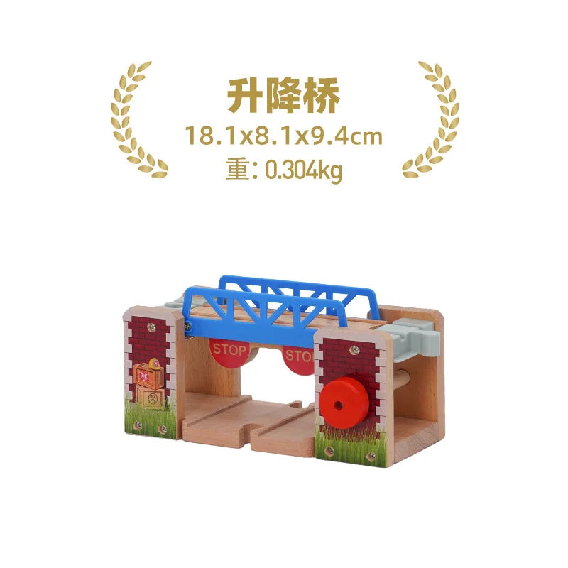 Kids Railway Toys Wooden Track Accessories of Wooden Bridge Tunnel Station fit for Brand Wooden Train Tracks Railway Toys