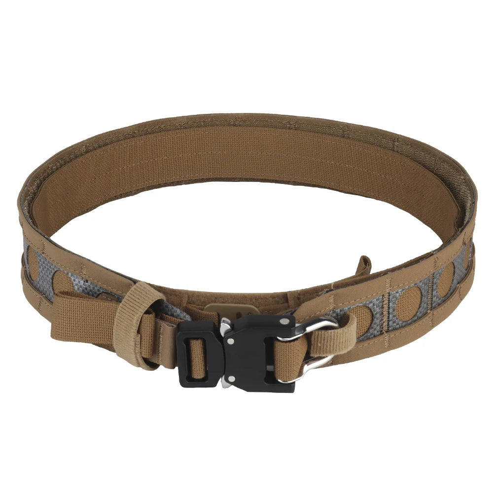 Tactcal Battle 2 Layers Waistbelt Ferro Bison Belt Quick Detach Metal D-Ring Buckle MOLLE Hunting Combat Waistband Airsoft Gear