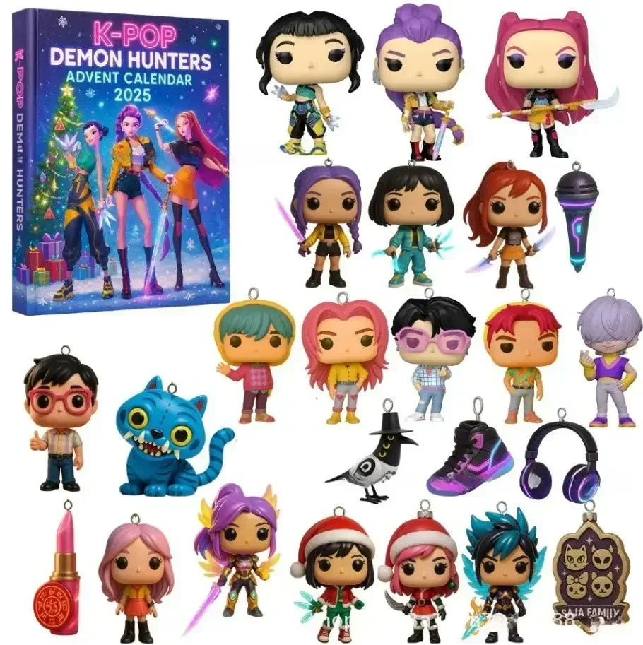 #% Kpop Demon Hunters Advent Calendar Huntrix Rumi Mira Zoey SAJA Boys Derpy Tiger New Year's Decor Christmas Countdown Toys