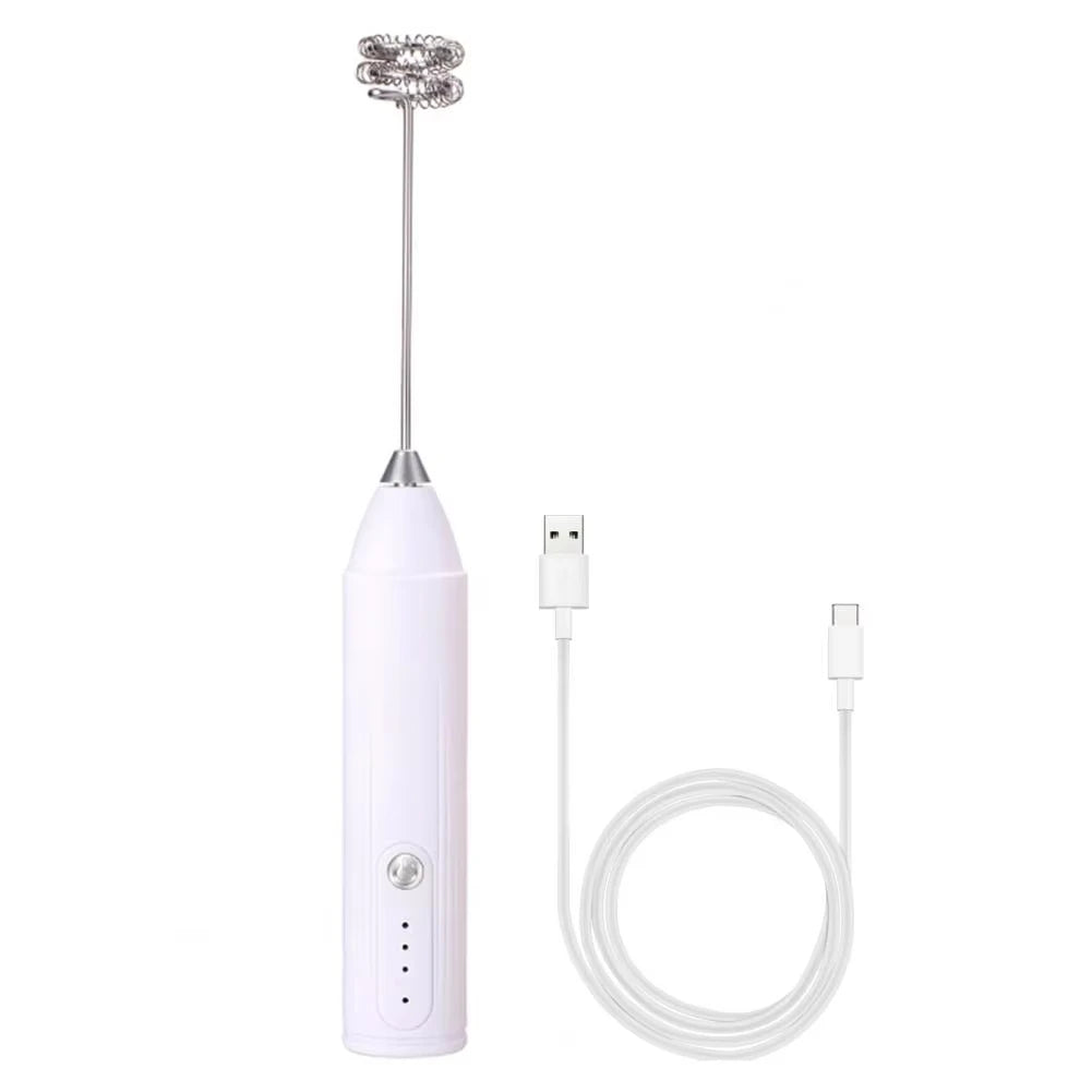 3-Speed Rechargeable Electric Hand Mixer - Dual Power Handheld Milk Frother & Egg Beater
