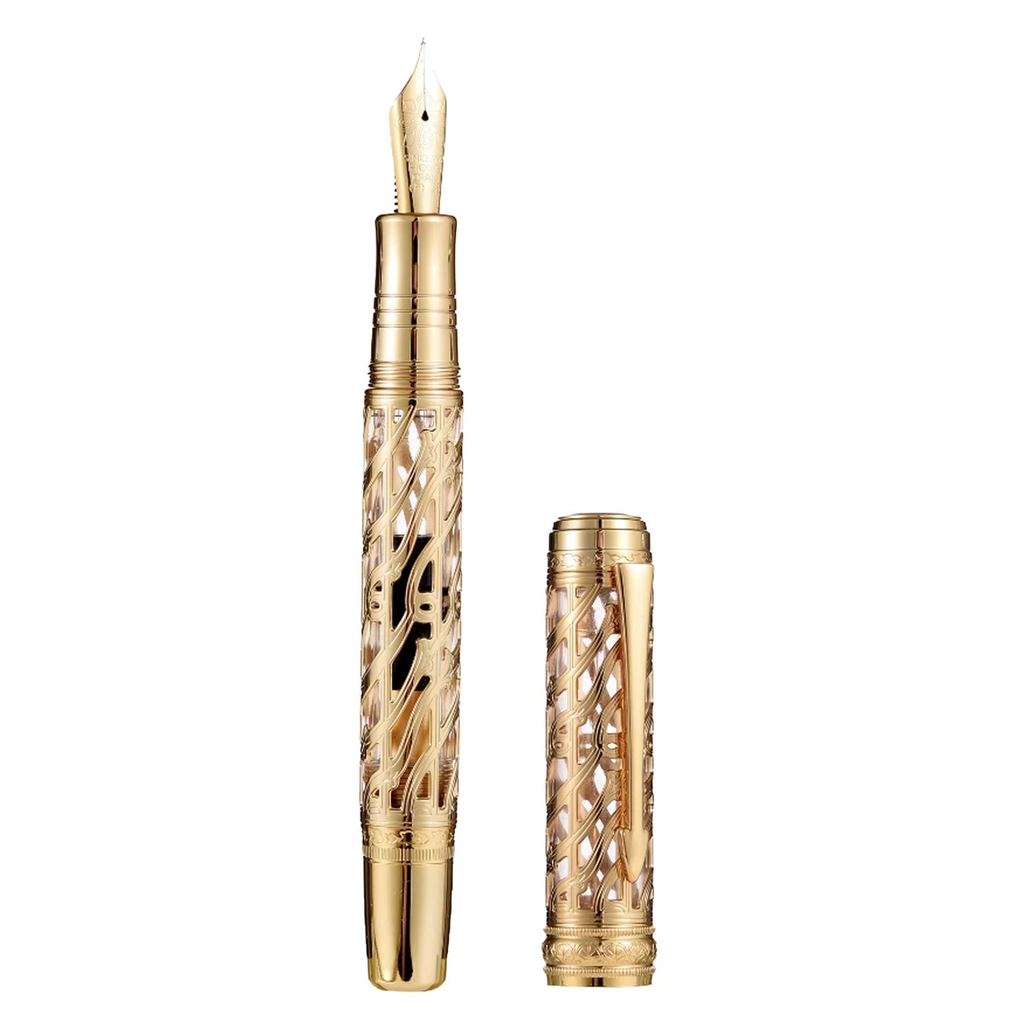 Hongdian A6 Hollow Piston Metal Fountain Pen 35# Nib Writing Ink Pen EF F Nib School Office Supplies Gift Pens for students