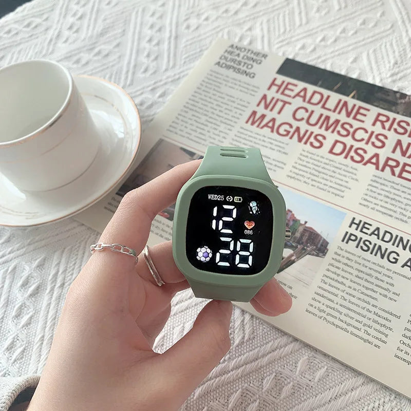 LED Digital Sports Watch - Waterproof Square Dial Silicone Wristwatch