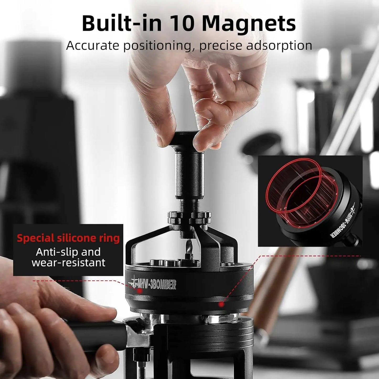 58mm Rotary WDT Tools , 0.25MM 14 Needles Espresso Distribution Tool with Magnetic Base, Espresso Stirrer Distribution Tool