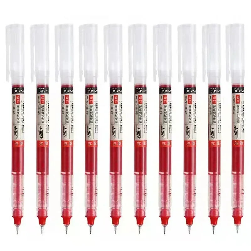10Pcs High Quality Needle Type Gel Pens Straight Liquid Ballpoint Pen Kawaii Stationery School Office Supplies Student Writing