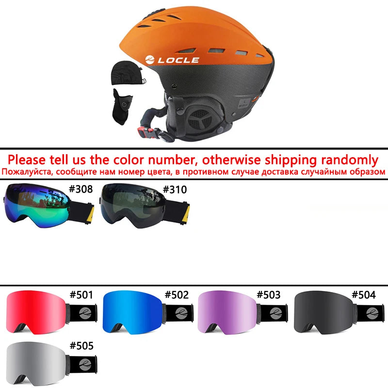 LOCLE Ski Helmet Men Women Children Kids CE Safety Winter Sports Snow Skiing Snowmobile Snowboard Skateboard Helmet Size 52-61cm
